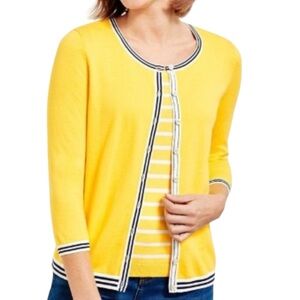 Talbots Yellow Button down‎ Cardigan Size Large